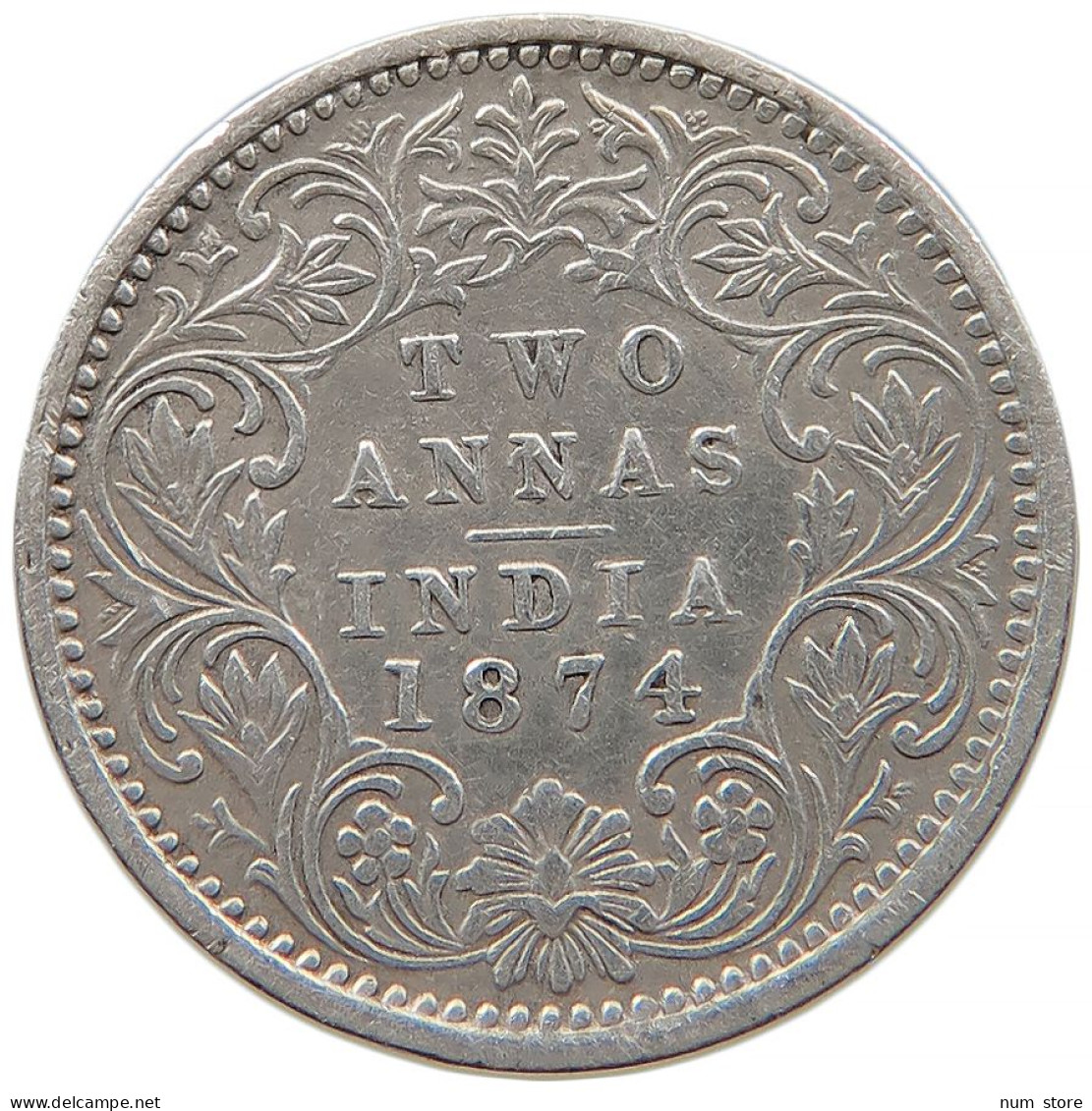 INDIA BRITISH 2 ANNAS 1874 Victoria 1837-1901 #t022 0449 - Inde