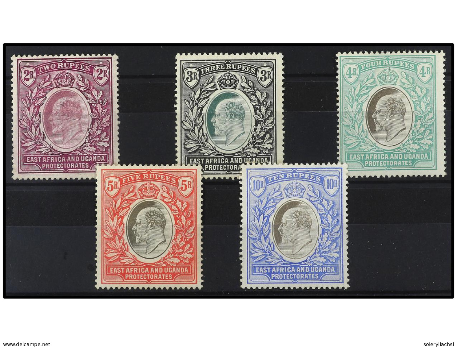 * AFRICA ORIENTAL BRITANICA. 1906-7. EAST AFRICA AND UGANDA. 5 Values. 2 R. To 10 R. 10 R. Slightly Toned. Yv. 117/21 Ca - Andere & Zonder Classificatie