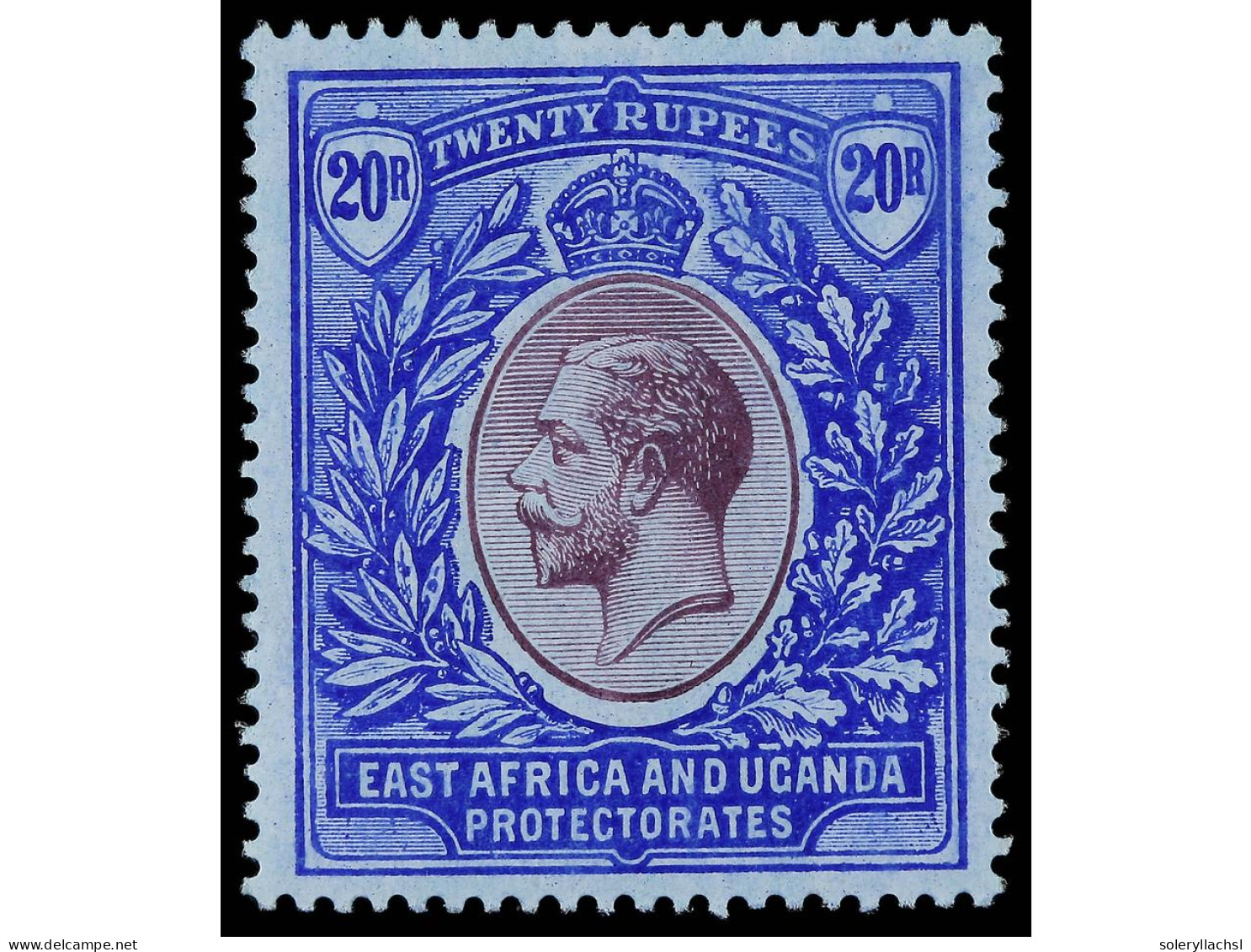 * AFRICA ORIENTAL BRITANICA. 1918. EAST AFRICA AND UGANDA. 20 R. Purple And Blue On Blue. Ex Samos. Yv. 149 Cat. 400€. S - Sonstige & Ohne Zuordnung