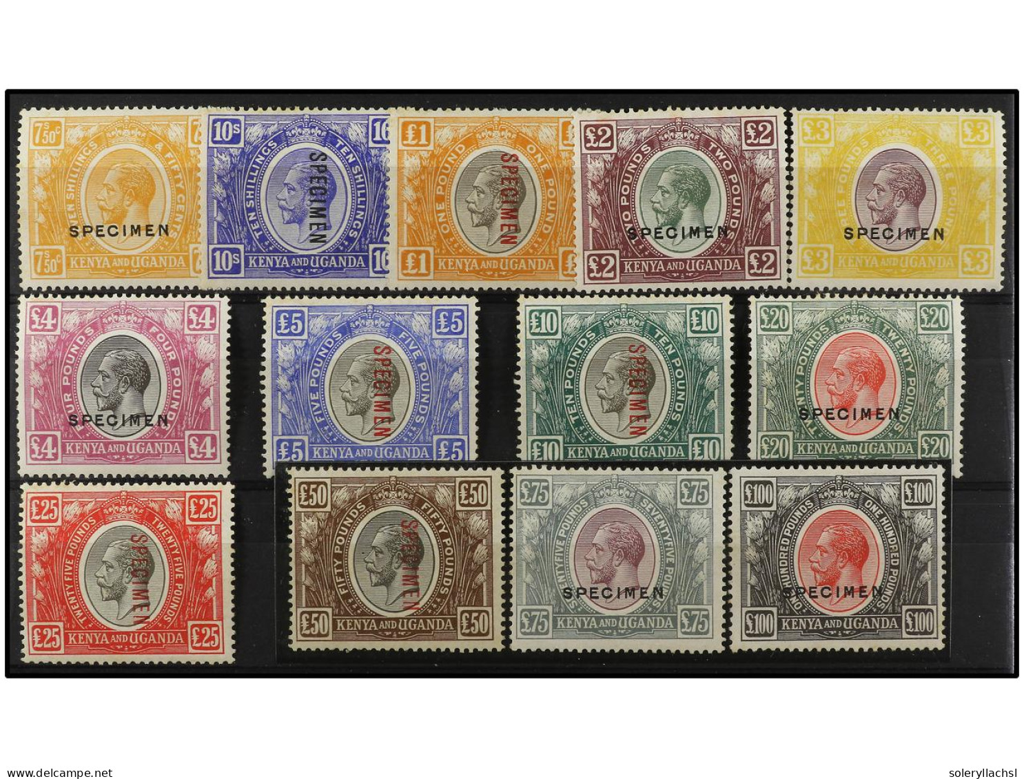 * KENIA Y UGANDA. 1922-7. TWENTY EIGHT Values, Complete Set SPECIMEN Without 5 C. Green And 10 C. Black. Some Value Smal - Other & Unclassified