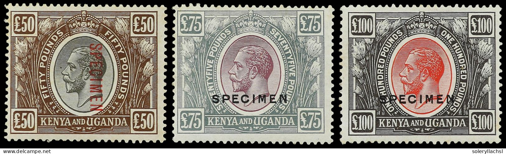 * KENIA Y UGANDA. 1922-7. TWENTY EIGHT Values, Complete Set SPECIMEN Without 5 C. Green And 10 C. Black. Some Value Smal - Other & Unclassified