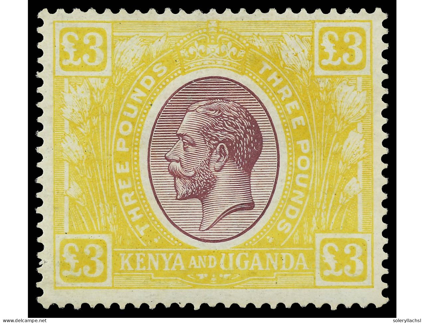 * KENIA Y UGANDA. 1925. 3 £ Purple And Yellow. Fresh Colour And Very Well Centered. Yv. 20 Cat. 1.700€. SG.97. - Other & Unclassified