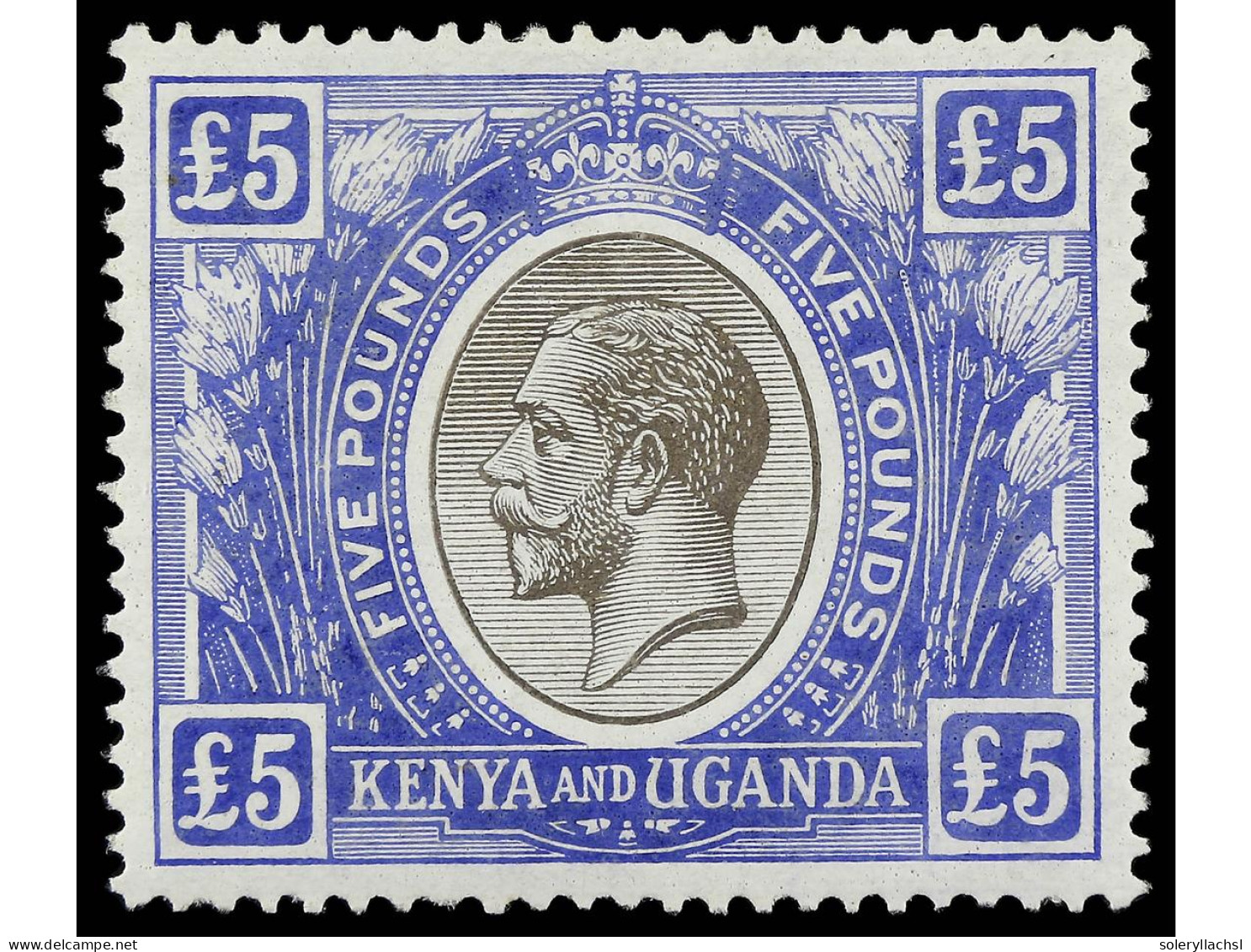 * KENIA Y UGANDA. 1922-7. 5 £ Black And Blue. Fresh Colour And Very Well Centered. Yv. 22 Cat. 3.000€. SG.99. - Other & Unclassified