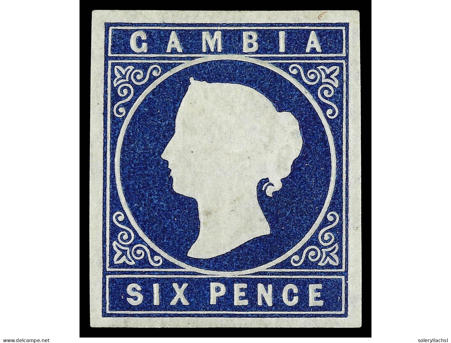 * GAMBIA. 1874. 6 P. Deep Blue. Yv. 4 Cat. 500€. SG.7. - Andere & Zonder Classificatie