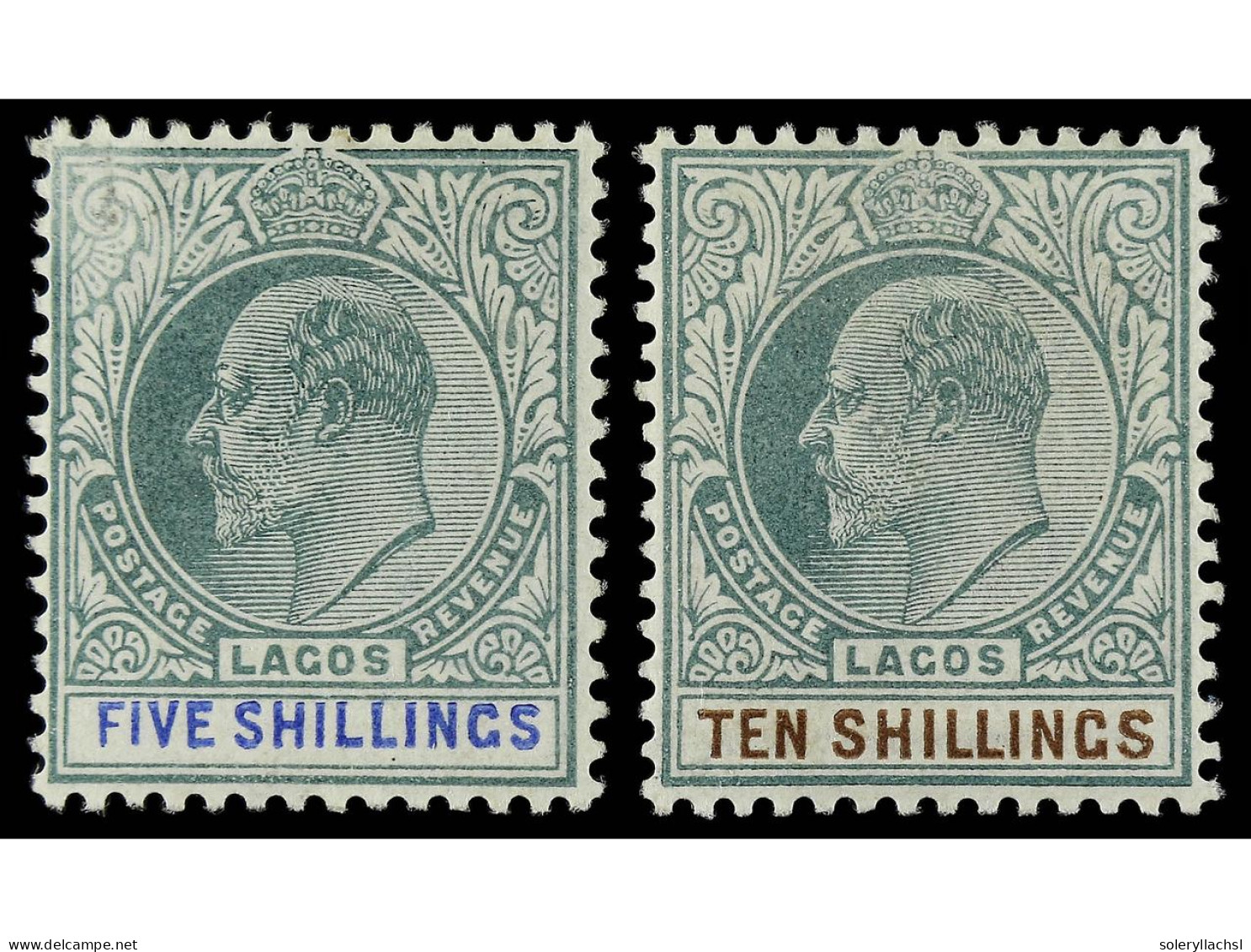 * LAGOS. 1904. (NIGER). 5 S. Green And Blue And 10 S. Gren And Brown. ROUMET Certificate. Yv. 48/9 Cat. 700€. SG.52/3. - Sonstige & Ohne Zuordnung