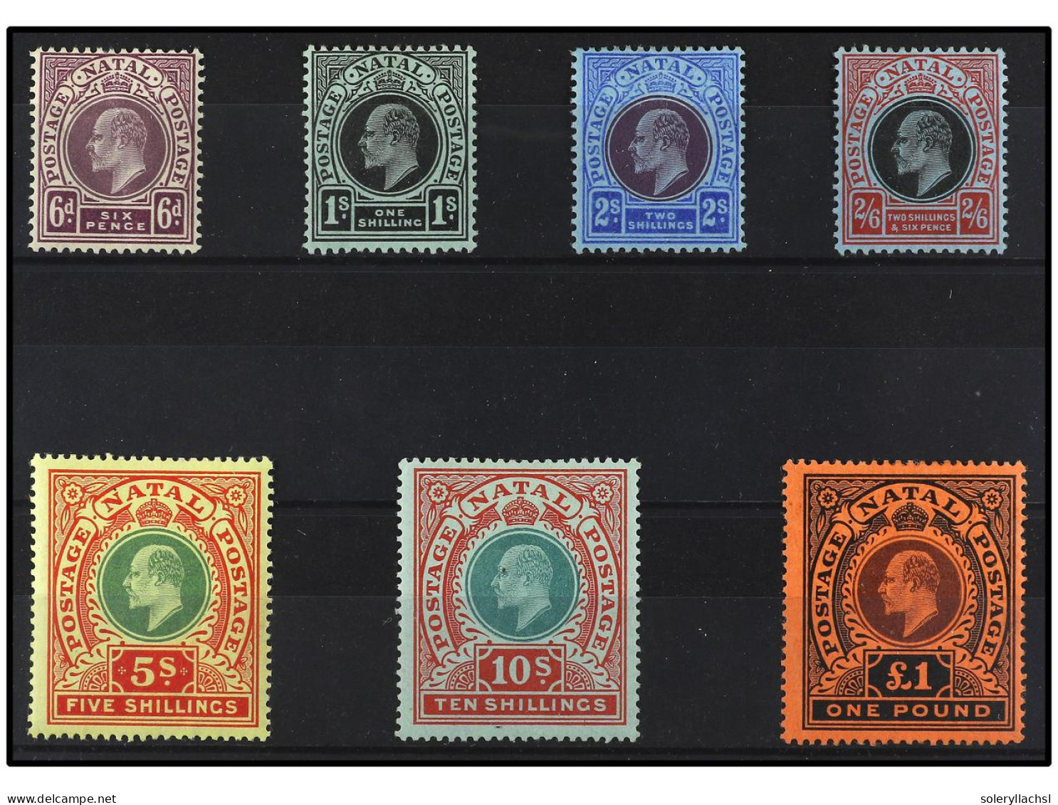 * NATAL. 1908-9. SEVEN Values, Complete Set. 6 P. To 1 £. Yv. 86/92 Cat. 620€. SG.165/71. - Andere & Zonder Classificatie