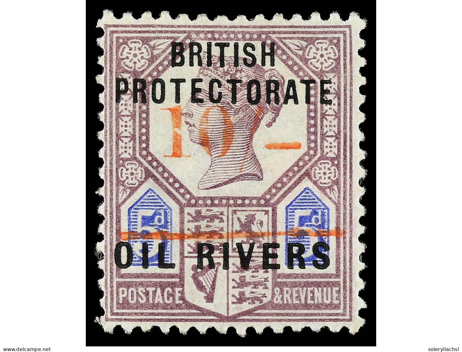 * COSTA DE NIGER. 1893. PROTECTORATE. 10 S. Red On 5 P. Purple And Blue. Original Gum With The Typical Red Fibers Adheri - Altri & Non Classificati