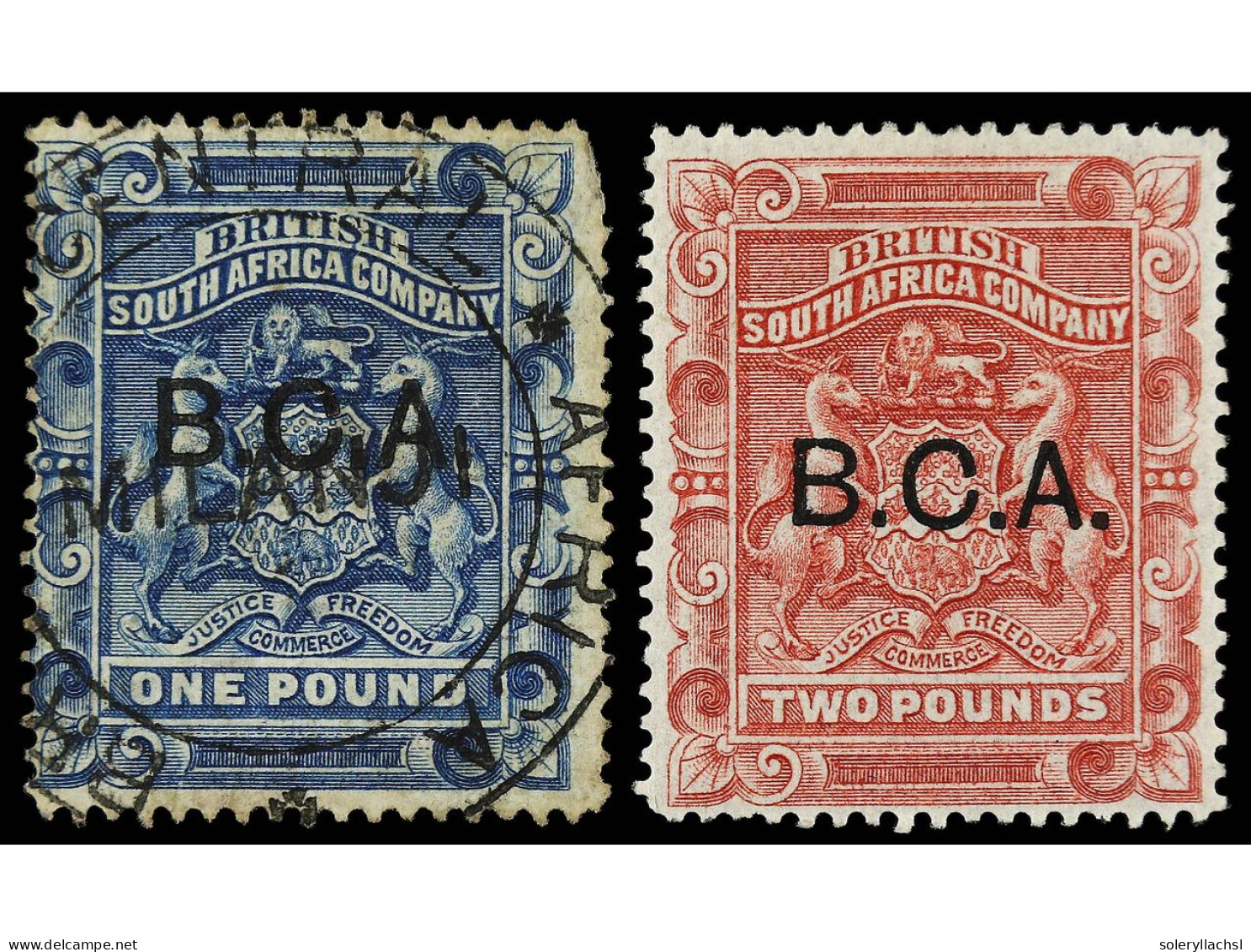 * NYASSALAND. 1891. BRITISH CENTRAL AFRICA. 2 £ Rose-red. Included In The Lot, 1 £ Blue Used, Corner Fault. Ex Samos. Yv - Andere & Zonder Classificatie