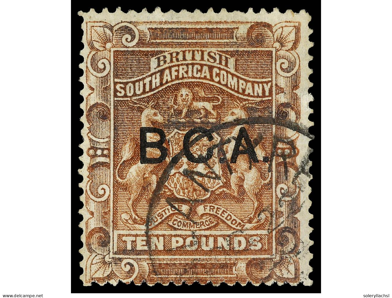 ° NYASSALAND. 1891. BRITISH CENTRAL AFRICA. 10 £ Brown, BLANTYRE C.d.s. Reperforated At Bottom And Repaired Hole. P.F. C - Andere & Zonder Classificatie