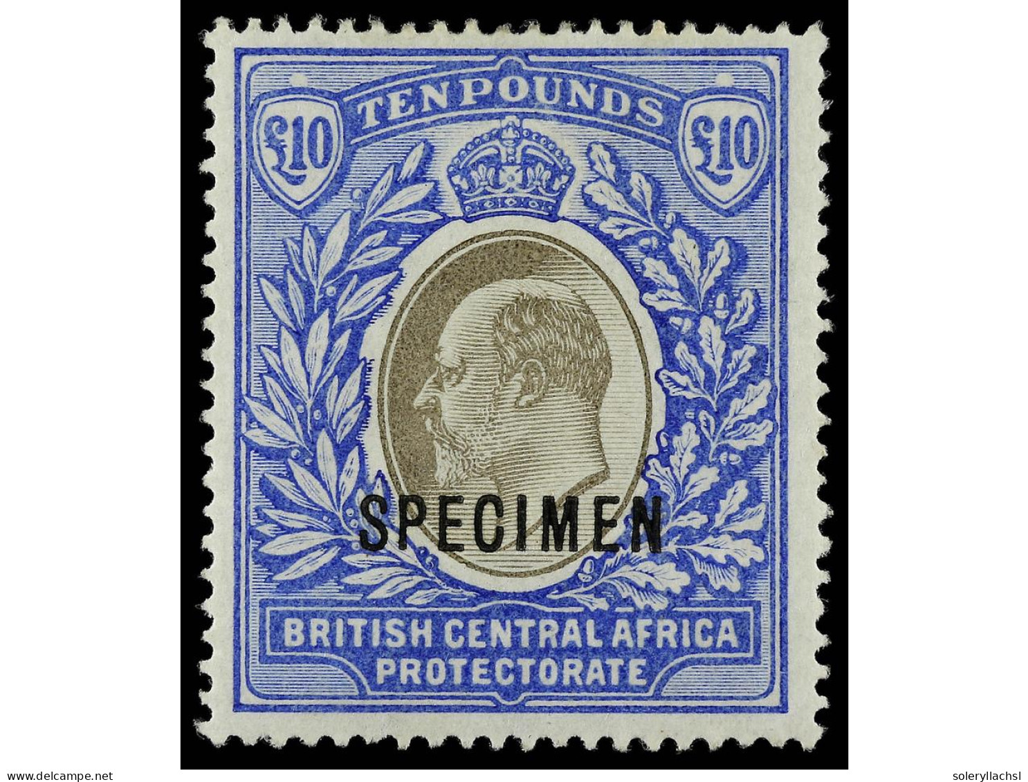 * NYASSALAND. 1903-4. BRITISH CENTRAL AFRICA. 10 £ Grey And Blue. Overprint SPECIMEN. Yv. 68SP Cat. 500€. SG.67s. - Andere & Zonder Classificatie