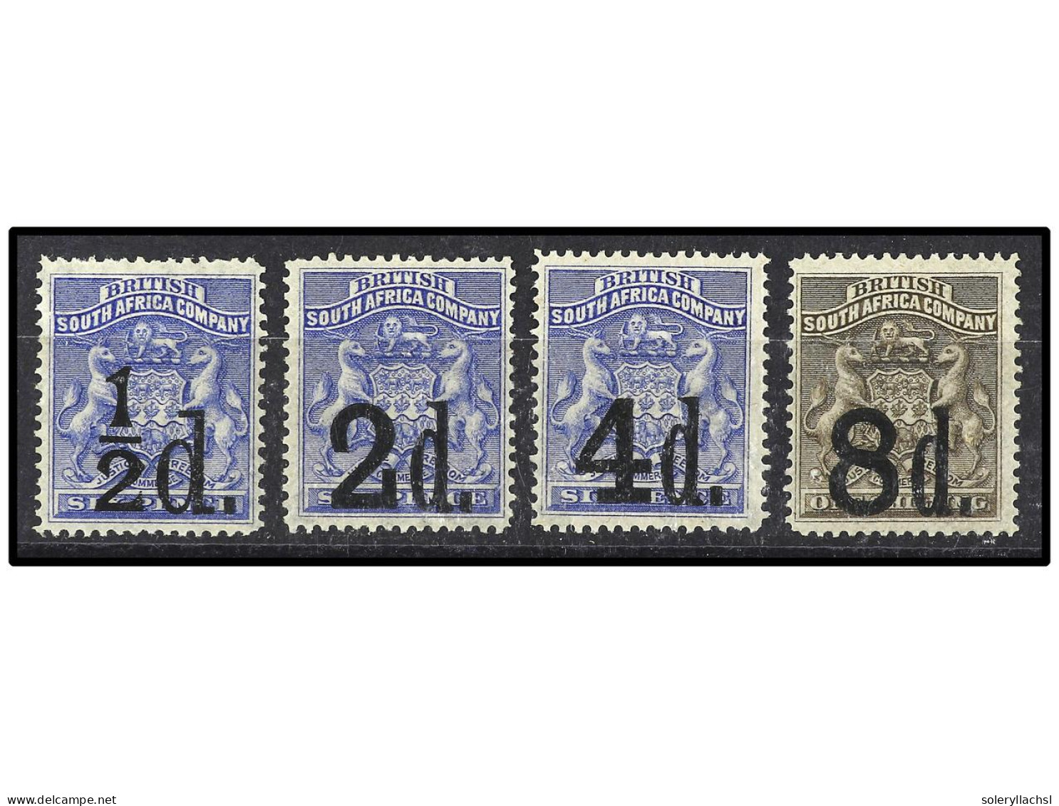 * RHODESIA. 1892. FOUR Values, Complete Set. Yv. 12/5 Cat. 600€. SG.14/17. - Sonstige & Ohne Zuordnung