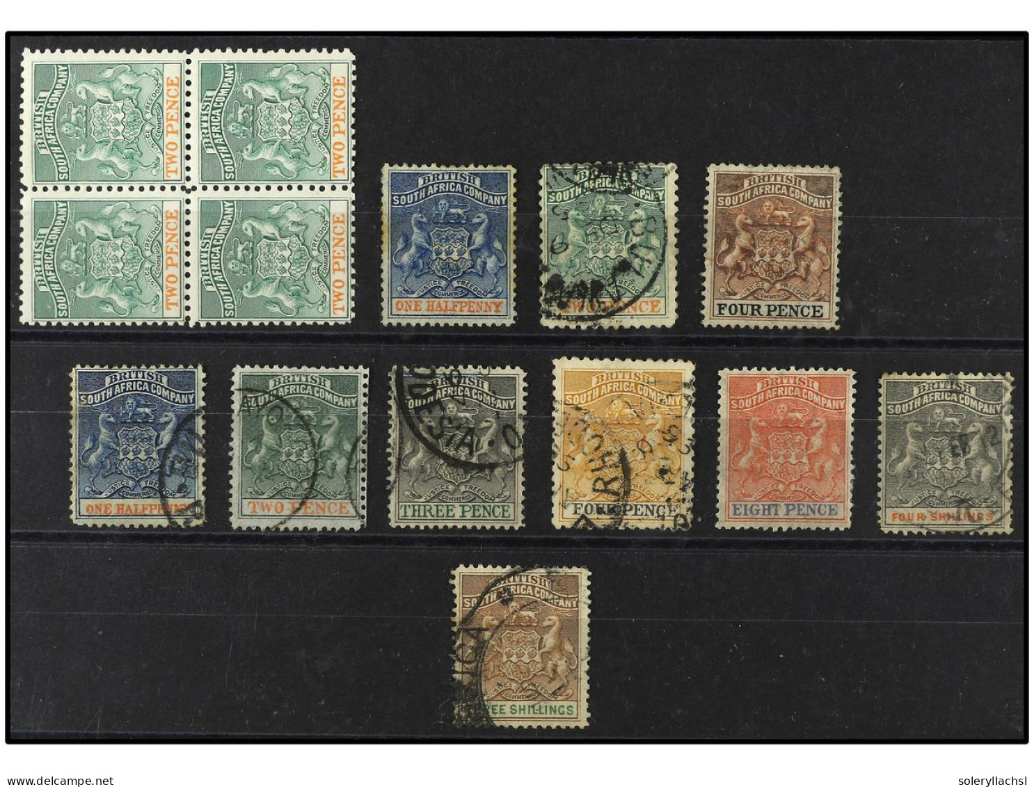 */° RHODESIA. 1892. SEVEN Values, Complete Set. 8 P. Mint, Rest Used. Duplicates Included. Yv. 16/22 Cat. 200€. SG.18/26 - Other & Unclassified