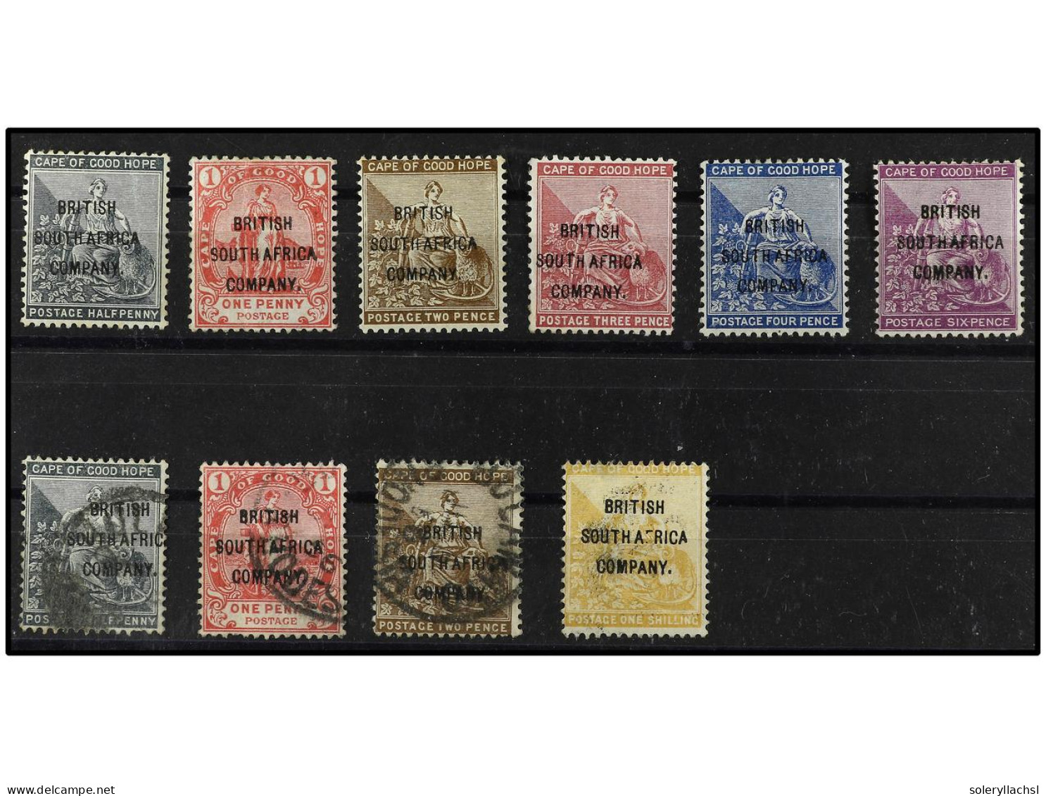 * RHODESIA. 1896. SEVEN Values, Complete Set. Some With Creases And 1 S. Thinned. Some Used Duplicates. Yv. 42/8 Cat. 35 - Sonstige & Ohne Zuordnung