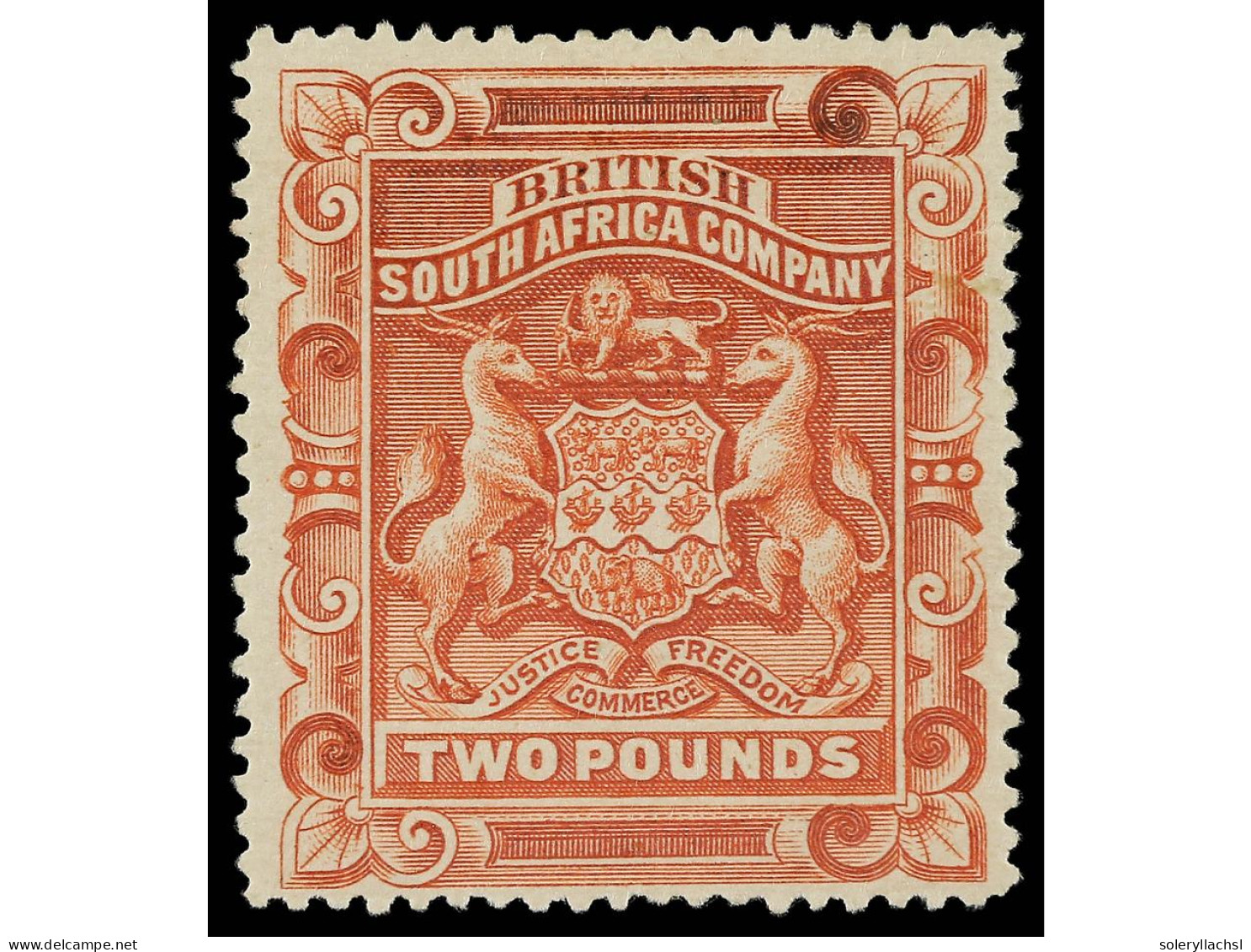 * RHODESIA. 1897. 2 £ Rosy-red, Perf. 15. Thin Spot. Yv. 9a Cat. 2.600€. SG.74. - Andere & Zonder Classificatie