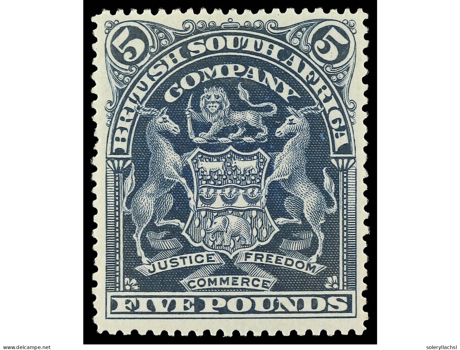 ** RHODESIA. 1901. 5 £ Deep Blue. SCARCE. Ex Samos. Yv. 72. SG.92. Stanley Gibbons.3.250£. - Andere & Zonder Classificatie