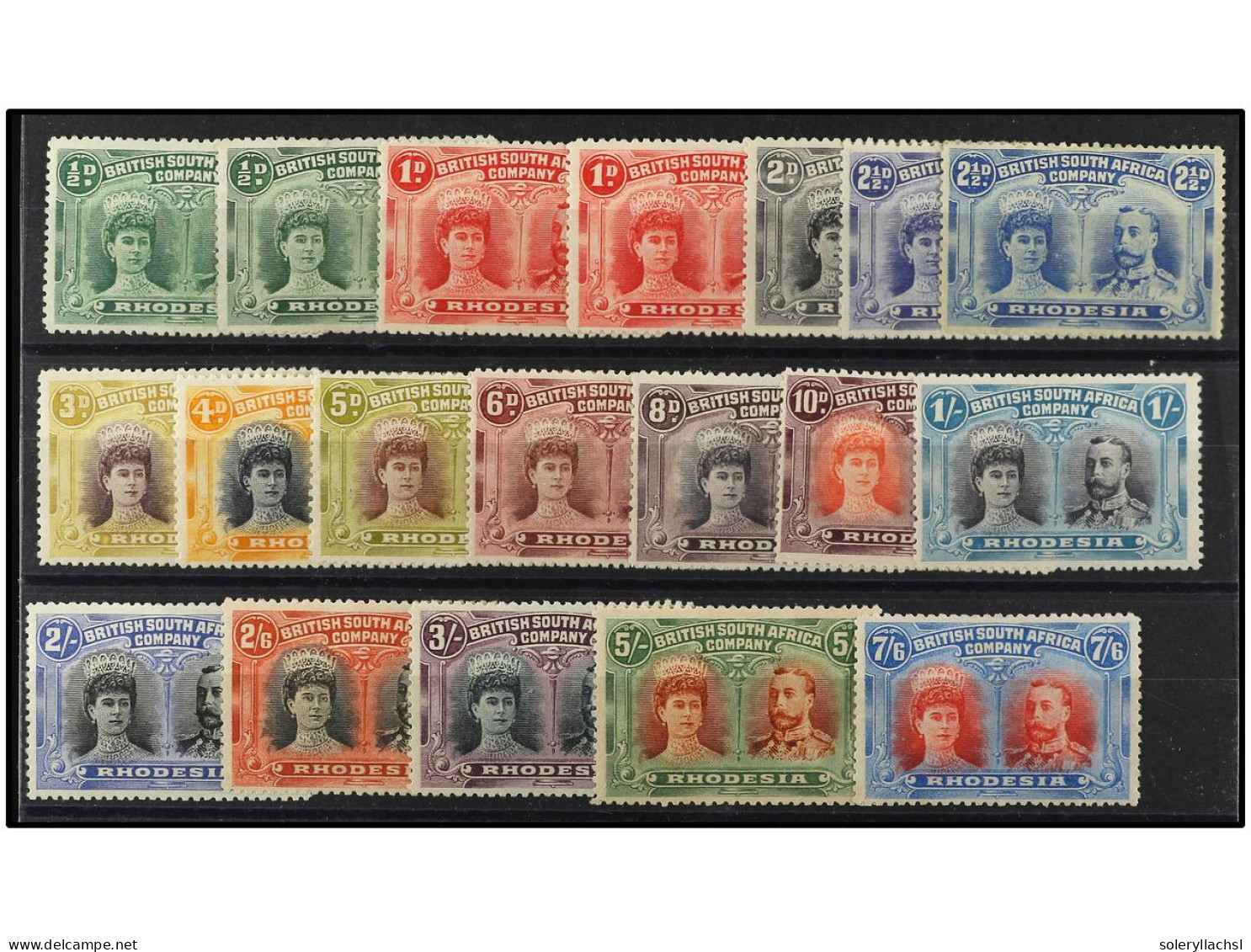 * RHODESIA. 1910. 1/2 P. To 3 S., 17 Values, Plus Colour Varieties On 1/2 P., 1 P. And 2 1/2 P. 7 S. 6 P. RAYBAUDI Certi - Andere & Zonder Classificatie