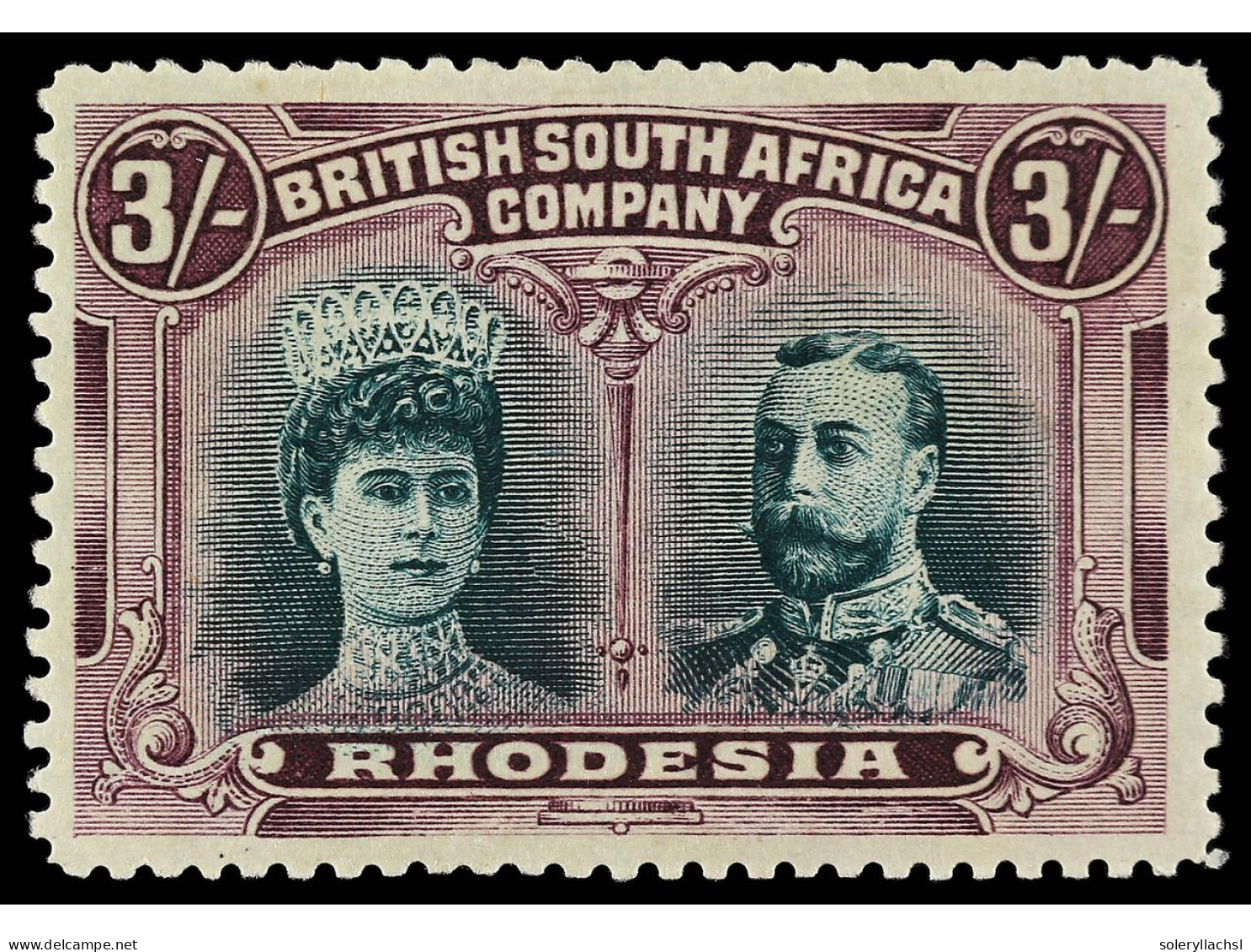 * RHODESIA. 1910. 3 S. Green And Violet. Yv. 34 250€. SG.158. - Other & Unclassified