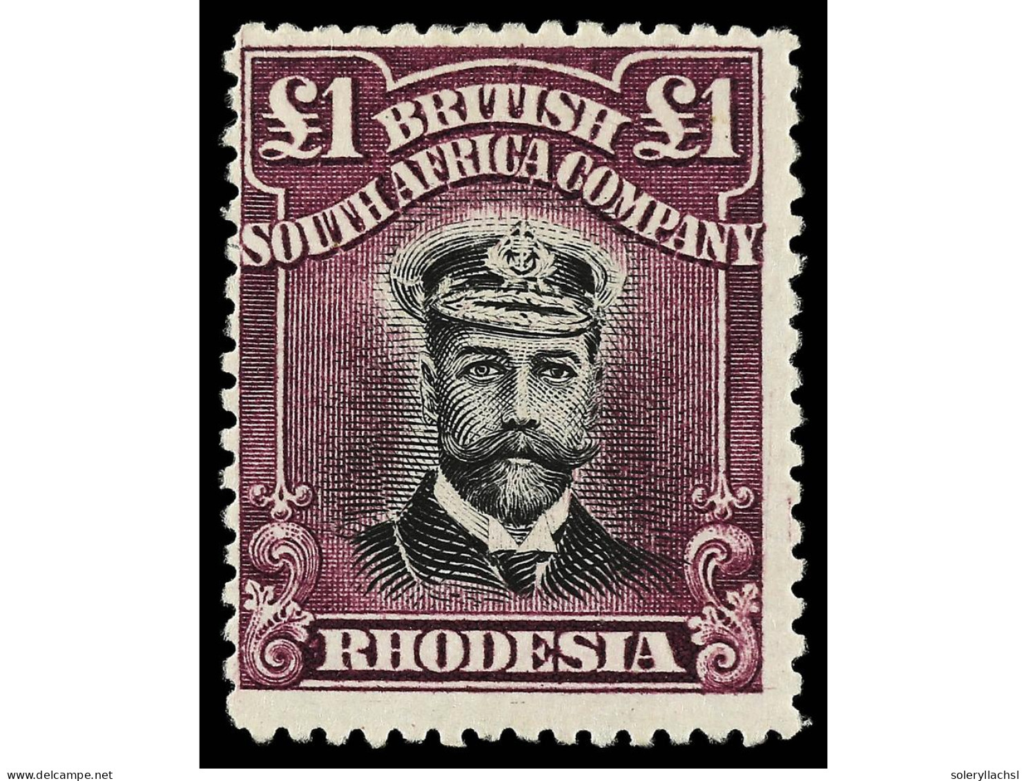 * RHODESIA. 1913. DIE II. 1 £ Black And Purple. Perf. 15. SCARCE. Yv. 57 Var. SG.254. Stanley Gibbons.1.800£. - Other & Unclassified