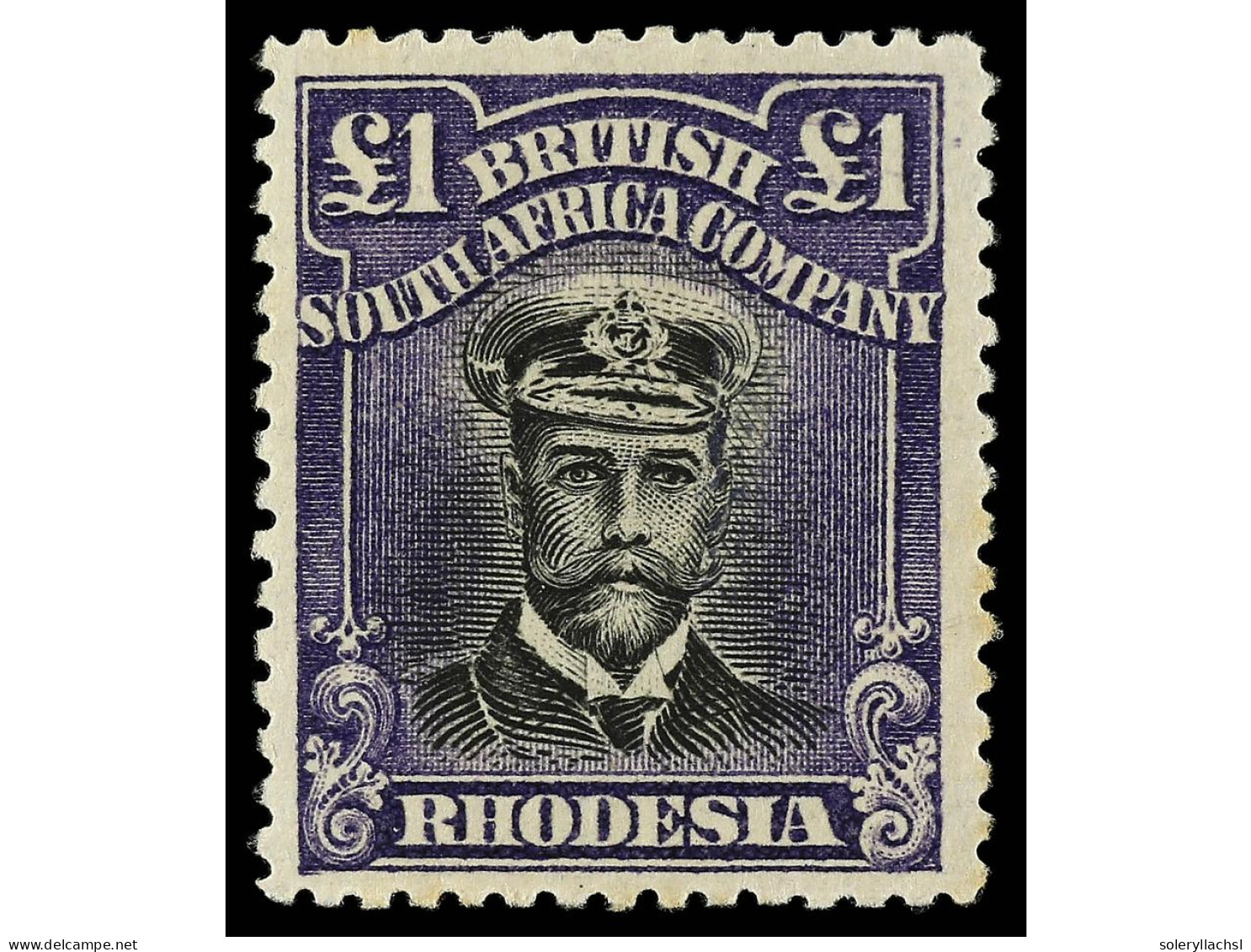 * RHODESIA. 1913. DIE III. 1 £ Black And Deep Violet. Perf. 14. Yv. 57. SG.279b. Stanley Gibbons.650£. - Autres & Non Classés