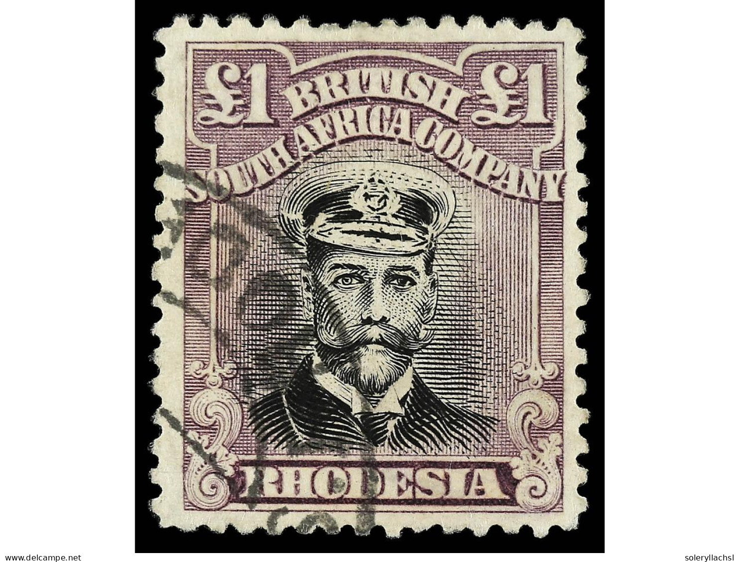 ° RHODESIA. 1923. DIE III. 1 £ Black And Deep Magenta. Perf. 14. B.P.A. Certificate. Yv. 57. SG.311a. Stanley Gibbons.1. - Sonstige & Ohne Zuordnung