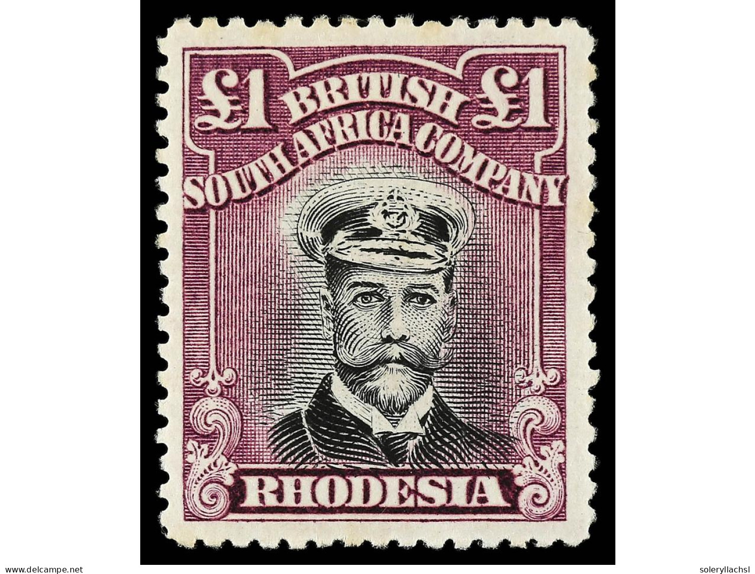 * RHODESIA. 1923. DIE III. 1 £ Black And Magenta. Perf. 15. A Few Perforations Lightly Toned. Yv. 57. SG.322. Stanley Gi - Sonstige & Ohne Zuordnung