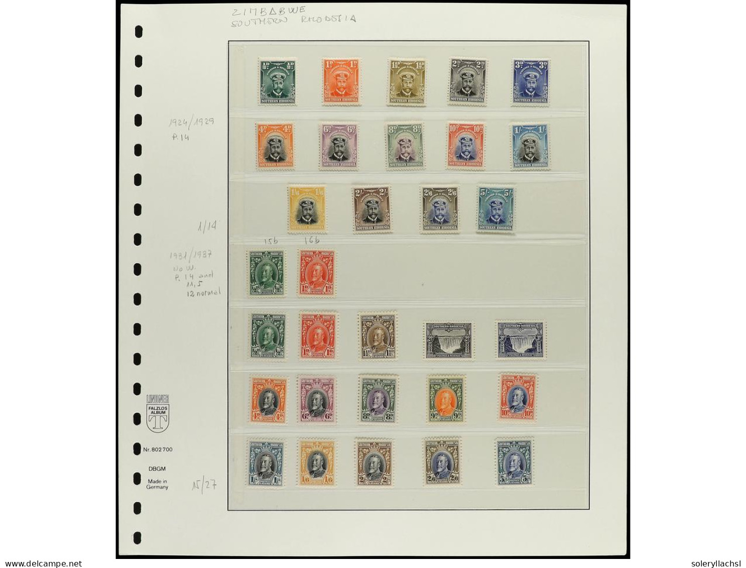 * RHODESIA DEL SUR. SOUTHERN RHODESIA. 1924-37. Complete Sets In Album Pages. Yv. 1/52 Cat. 636€. SG.1/52. - Other & Unclassified