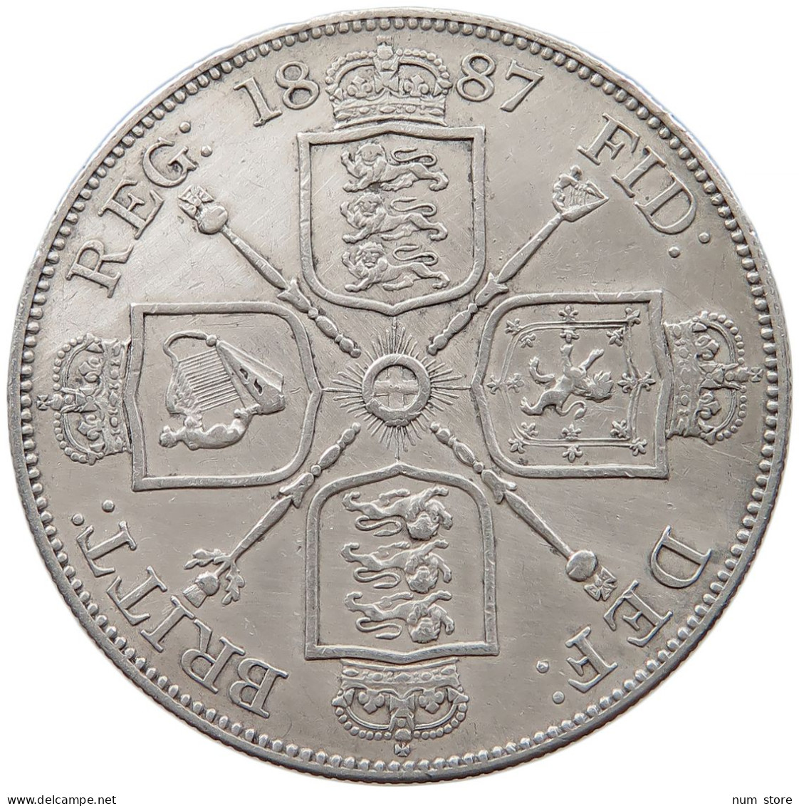 GREAT BRITAIN 2 FLORINS 1887 Victoria 1837-1901 #t025 0067 - L. Double Florin