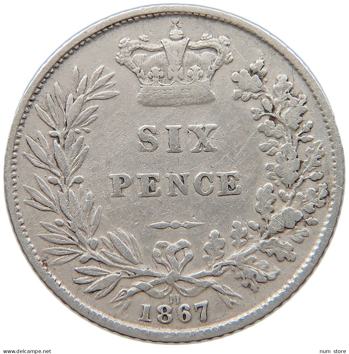 GREAT BRITAIN SIXPENCE 1867 Victoria 1837-1901 #t022 0603 - H. 6 Pence