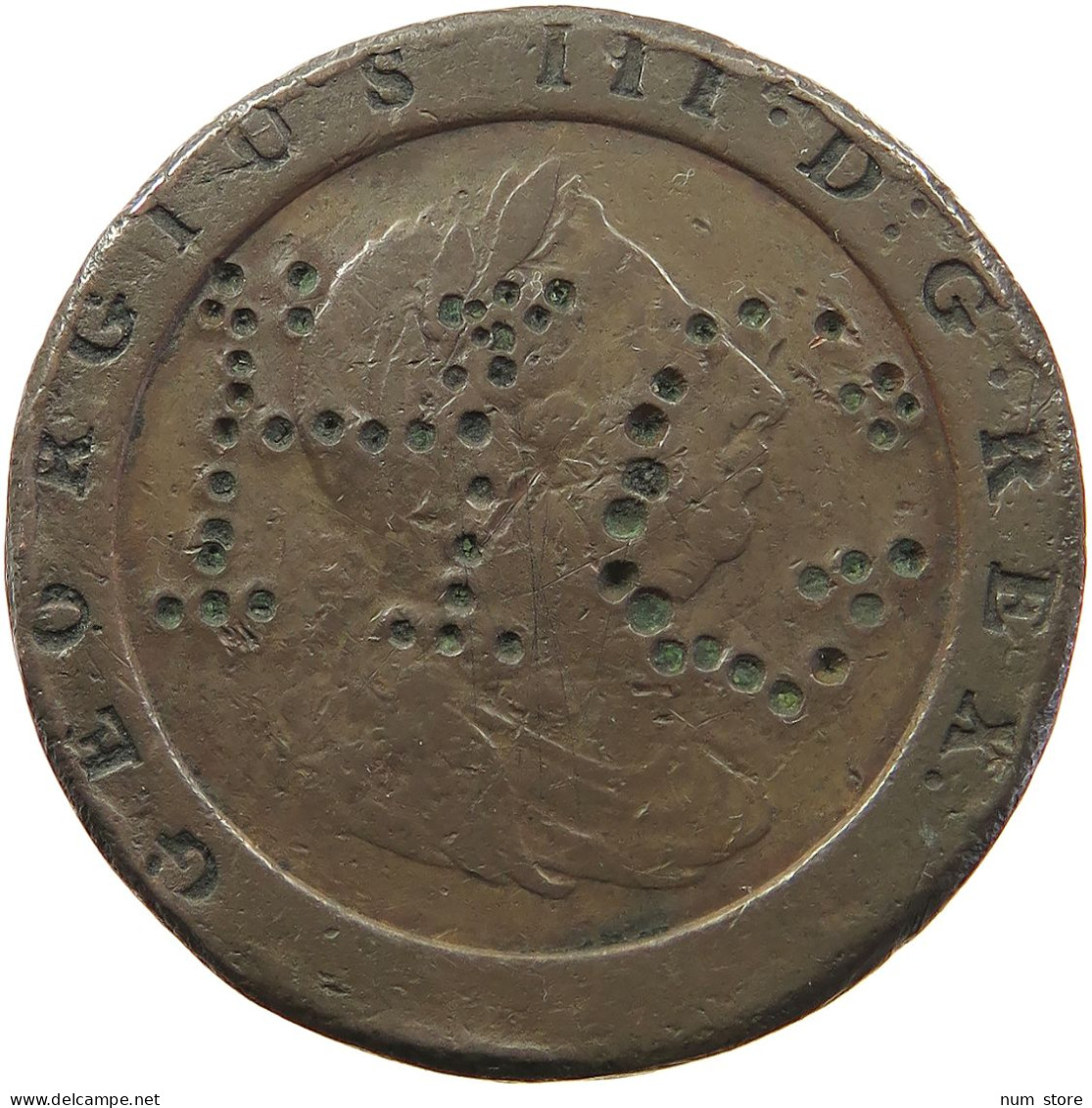 GREAT BRITAIN TWO PENCE 1797 Georg III. 1760-1820 COUNTERMARKED HG #sm05 0915 - D. 2 Pence