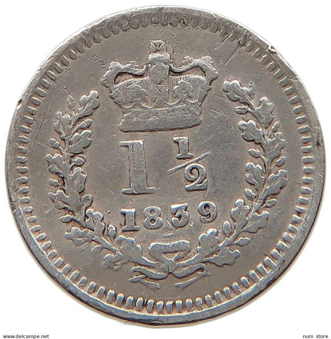 GREAT BRITAIN 1 1/2 PENCE 1839 Victoria 1837-1901 #t022 0391 - E. 1 1/2 - 2 Pence