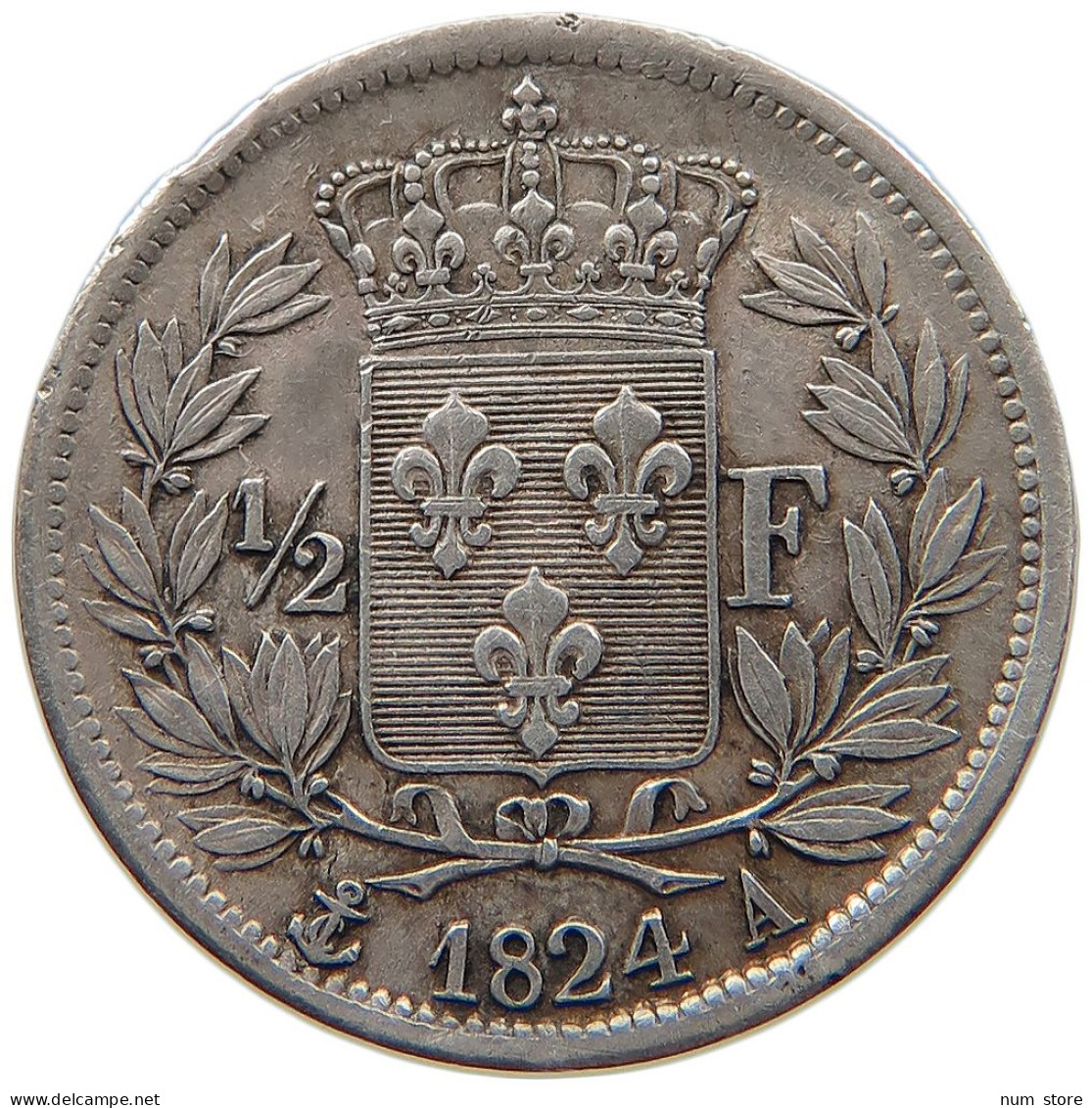 FRANCE 1/2 FRANC 1824 A LOUIS XVIII. (1814, 1815-1824) #t024 0309 - 1/2 Franc