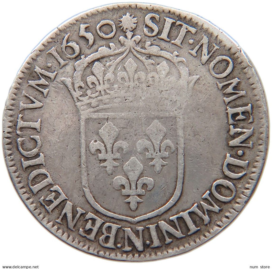 FRANCE 1/2 ECU 1650 N Montpellier  Louis XIV. (1643–1715) #t029 0057 - 1643-1715 Louis XIV Le Grand