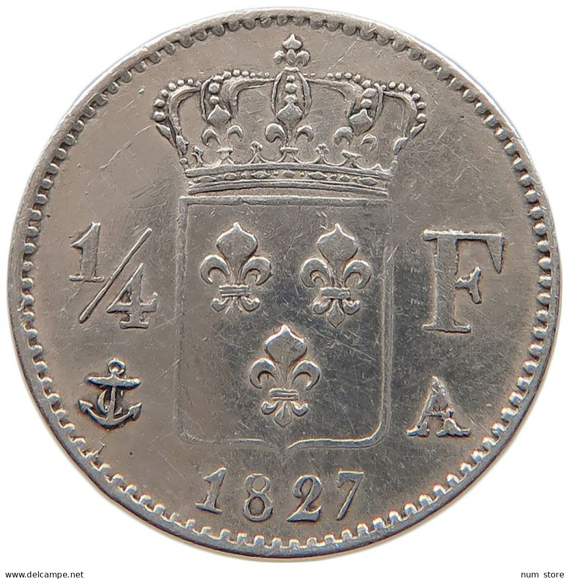 FRANCE 1/4 FRANC 1827 A Charles X. (1824-1830) #t022 0433 - 1/4 Francs