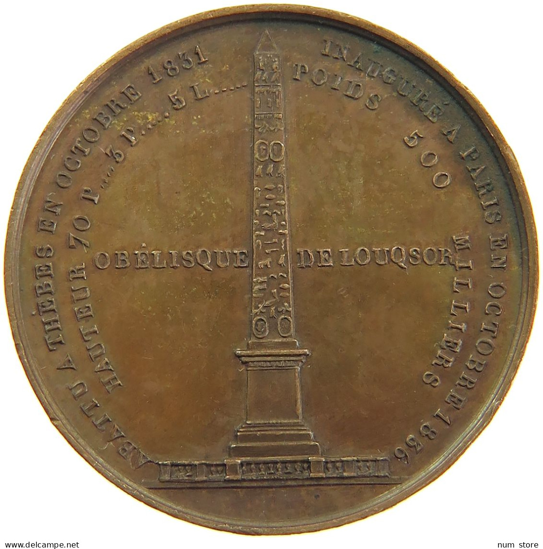 FRANCE MEDAL 1831 LOUIS PHILIPPE I. (1830-1848) Montagny Luxor Obelisk Obélisque De Louqsor #t024 0275 - Monarquía / Nobleza