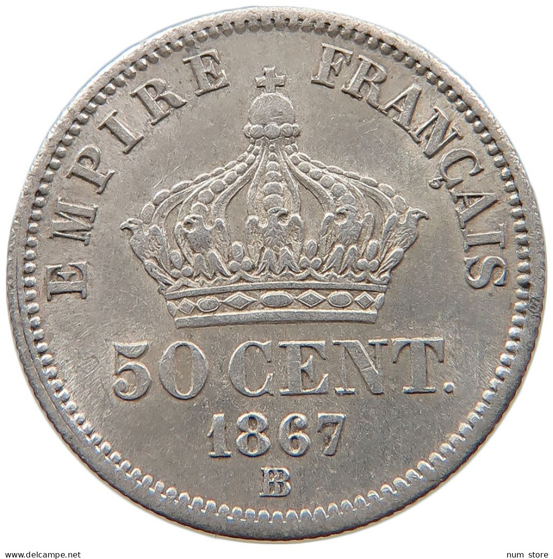 FRANCE 50 CENTIMES 1867 BB Napoleon III. (1852-1870) #t022 0541 - 50 Centimes