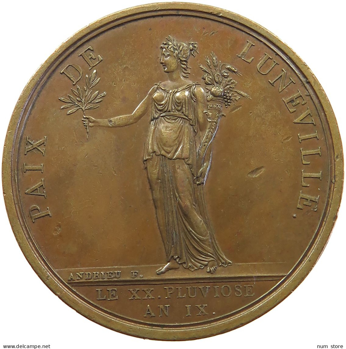 FRANCE MEDAILLE 1802-3 Napoleon I. (1804-1814, 1815) PAIX DE LUNEVILLE #sm05 0981 - Monarquía / Nobleza