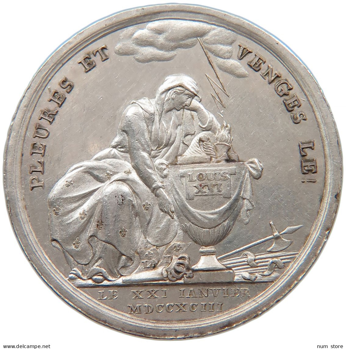 FRANCE MEDAILLE 1793 Jeton D'argent De La Mort De Louis XVI 1793 - Graveur Loos #sm05 1015 - Monarquía / Nobleza