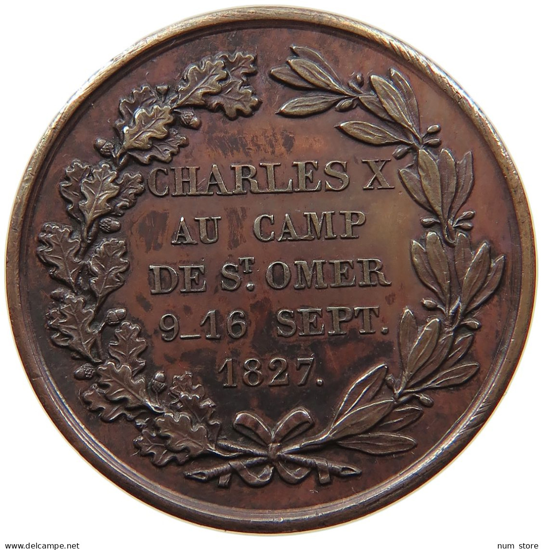 FRANCE MEDAILLE 1827 Charles X. (1824-1830) VISITE DU ROI CHARLES X À SAINT OMER #sm05 1023 - Royaux / De Noblesse