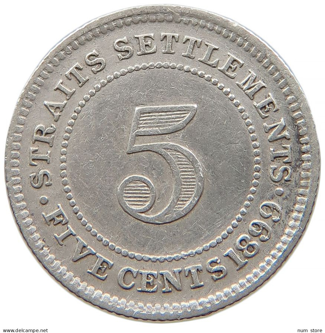 STRAITS SETTLEMENTS 5 CENTS 1899 Victoria 1837-1901 #t022 0465 - Colonies