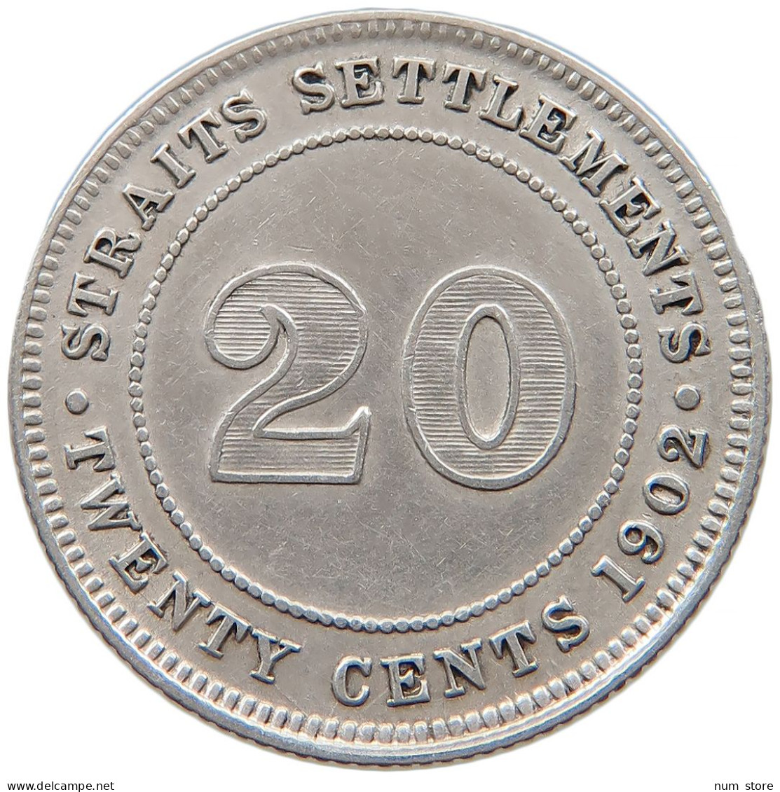 STRAITS SETTLEMENTS 20 CENTS 1902 Edward VII. (1901 - 1910) #t022 0703 - Colonies