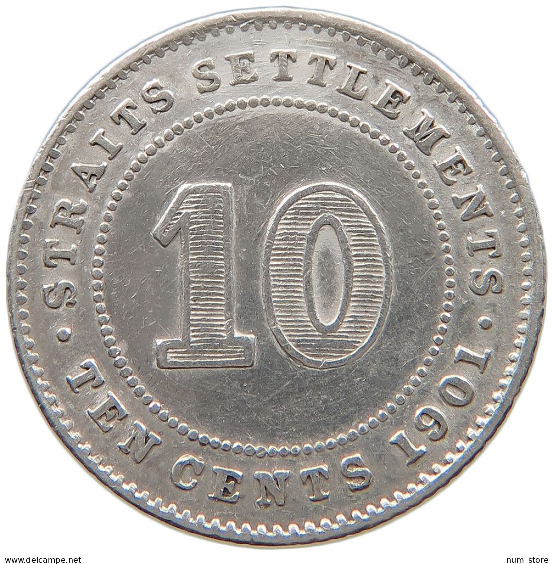 STRAITS SETTLEMENTS 10 CENTS 1901 Victoria 1837-1901 #t022 0531 - Kolonies