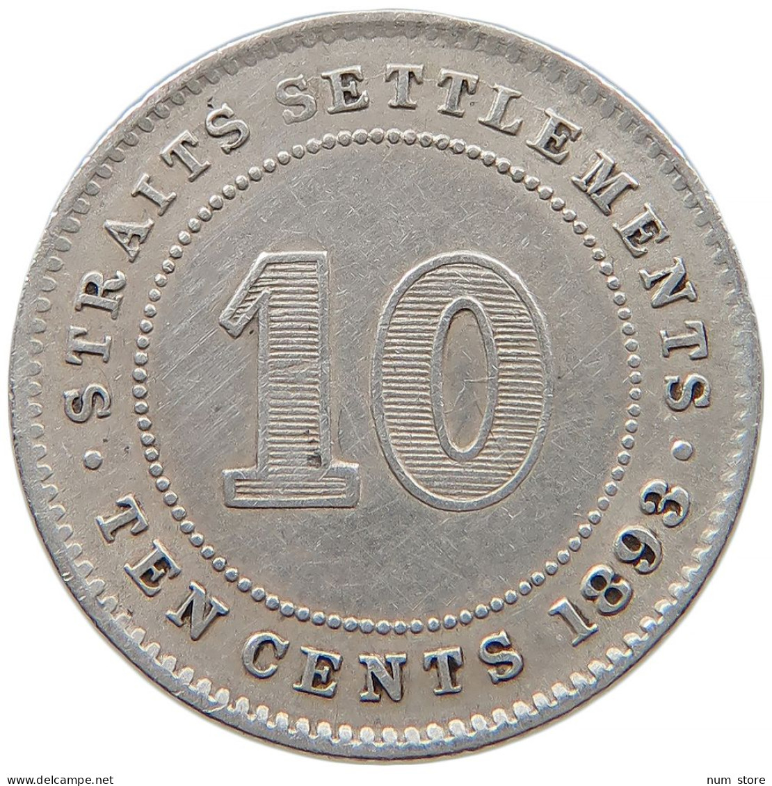 STRAITS SETTLEMENTS 10 CENTS 1893 Victoria 1837-1901 #t022 0533 - Kolonies