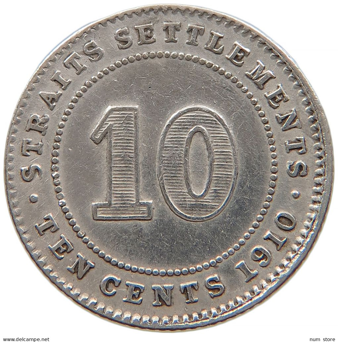 STRAITS SETTLEMENTS 10 CENTS 1910 Edward VII. (1901 - 1910) #t022 0523 - Kolonies