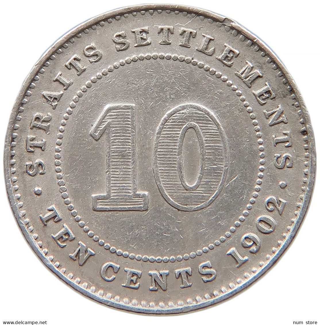 STRAITS SETTLEMENTS 10 CENTS 1910 Edward VII. (1901 - 1910) #t022 0525 - Colonies