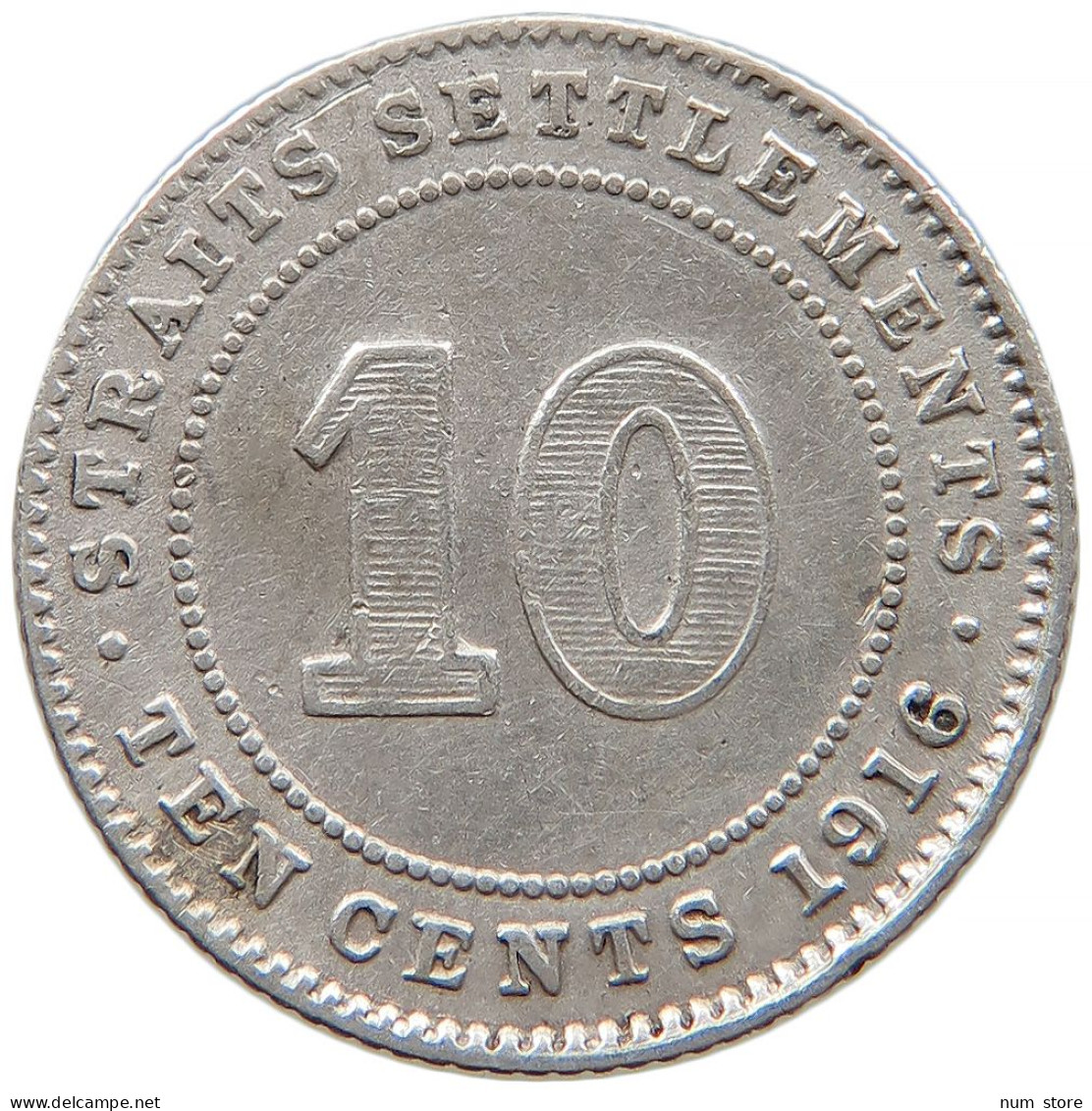 STRAITS SETTLEMENTS 10 CENTS 1916 George V. (1910-1936) #t022 0529 - Colonie
