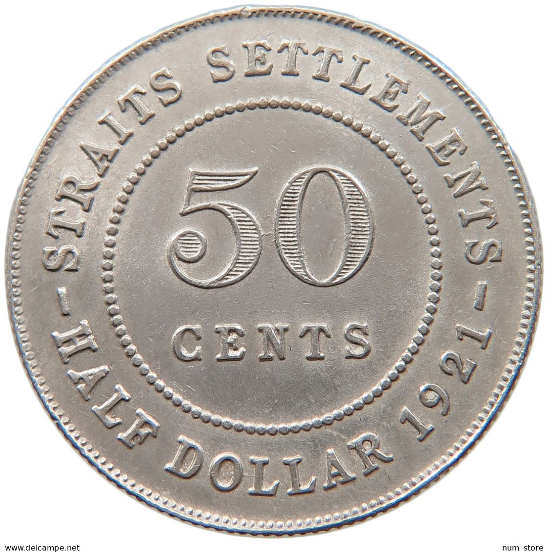 STRAITS SETTLEMENTS 50 CENTS 1921 George V. (1910-1936) #t019 0277 - Colonies