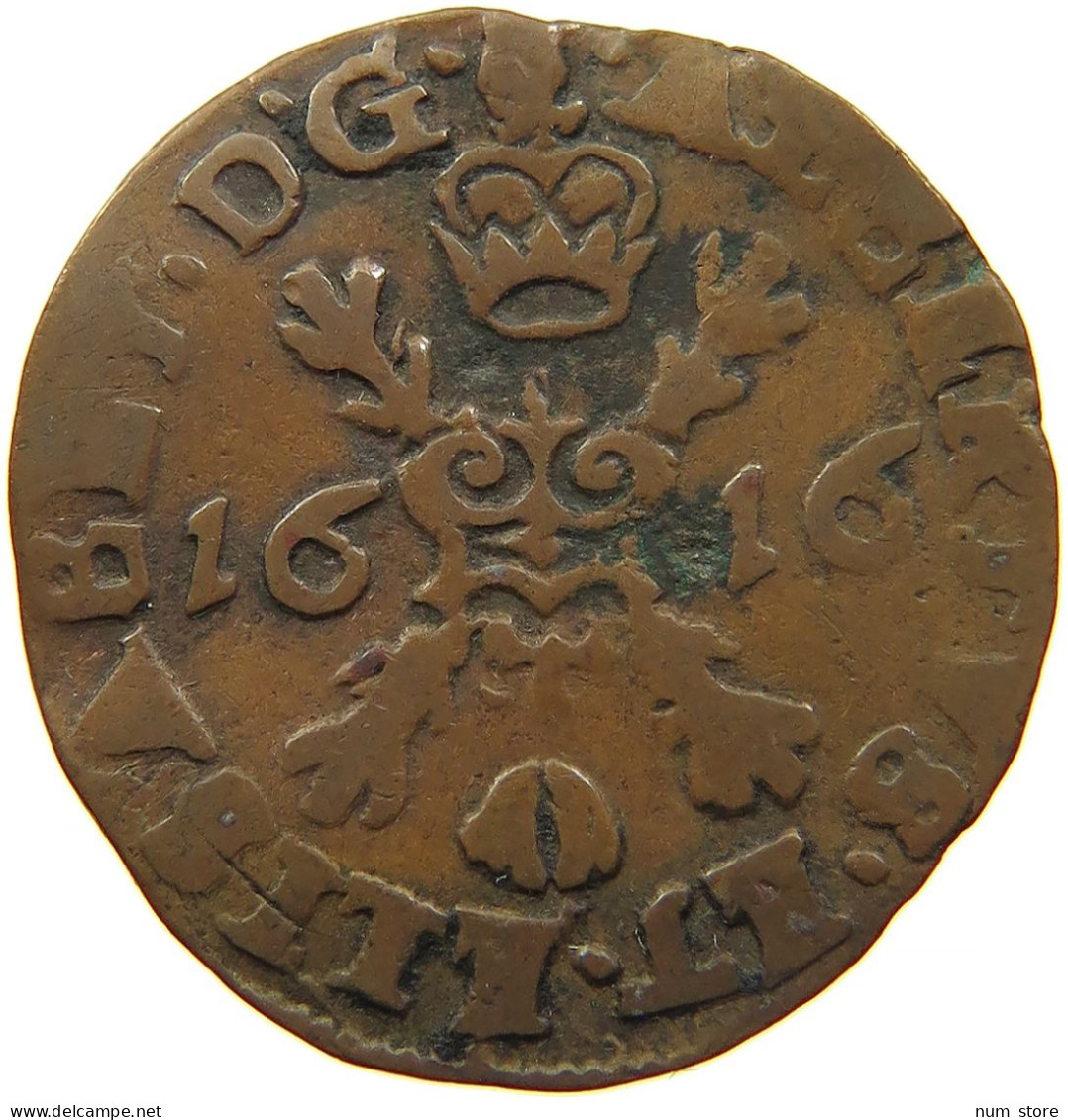 SPANISH NETHERLANDS GIGOT DUIT 1616 BRABANT Albert & Isabella (1598-1621) #t027 0437 - 1556-1713 Spanish Netherlands