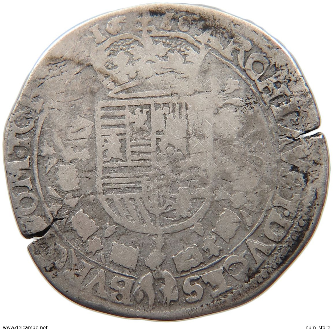 SPANISH NETHERLANDS 1/4 PATAGON 1616 TOURNAI Albert & Isabella (1598-1621) #t026 0123 - 1556-1713 Spanische Niederlande