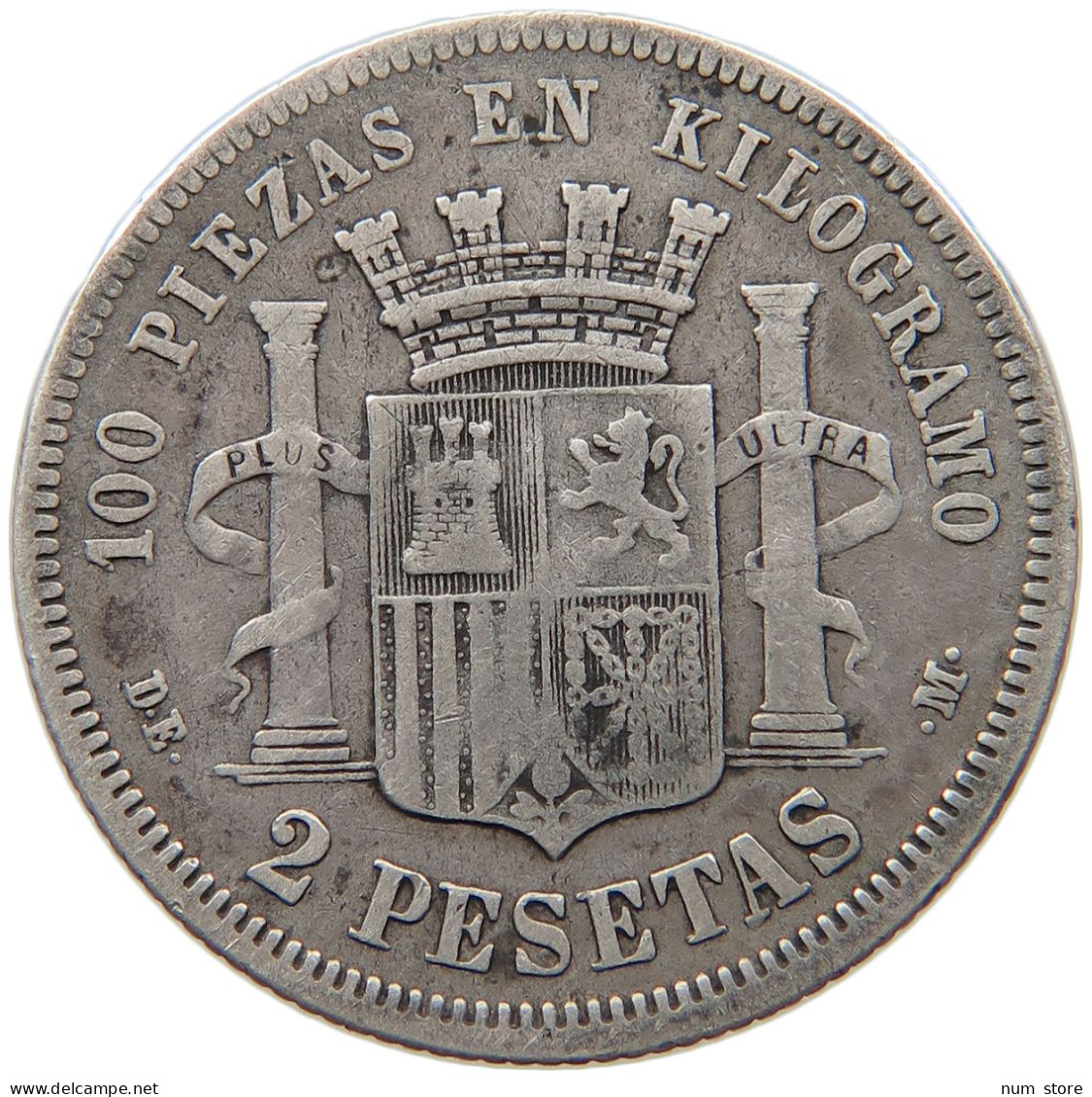 SPAIN 2 PESETAS 1870 Provisional Government #t026 0159 - First Minting