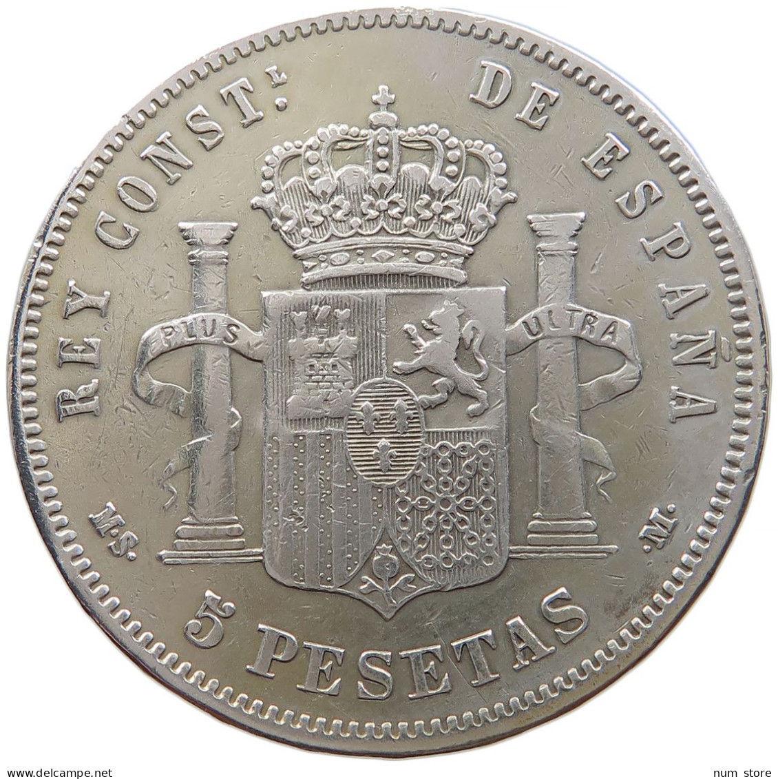 SPAIN 5 PESETAS 1885 87 Alfonso XII. (1874–1885) #t025 0001 - First Minting